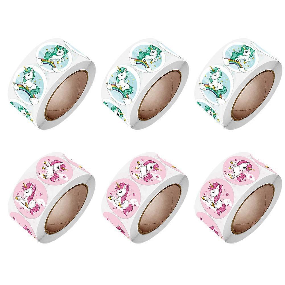 6 Assorted Color Pattern Sealing Stickers Rolls for Decorative Adhesive Labels Envelopes Present Bags Cards Holidays Parties Special Occasions