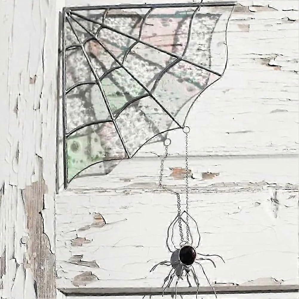 Spiderweb Door Topper,Spider Webs Stained Glass Window Wall Hanging,Door Frame Ornament for Vacation