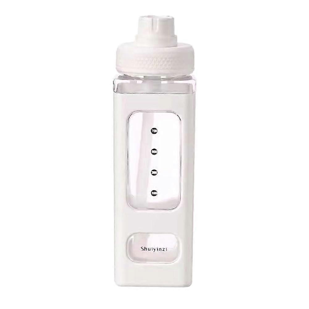 Kawaii Water Bottle with Straw, 3D Sweeter, Sticker, , Square Plastic Drinking Cup, Portable Drinkware, 700 Ml White