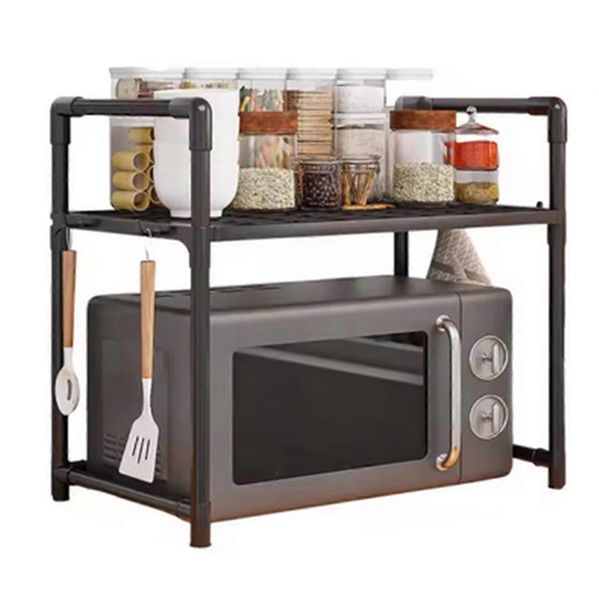 Kitchen Storage Rack Multi-Layer Microwave Rack Adjustable Standing Countertop Condiment Oven Shelf