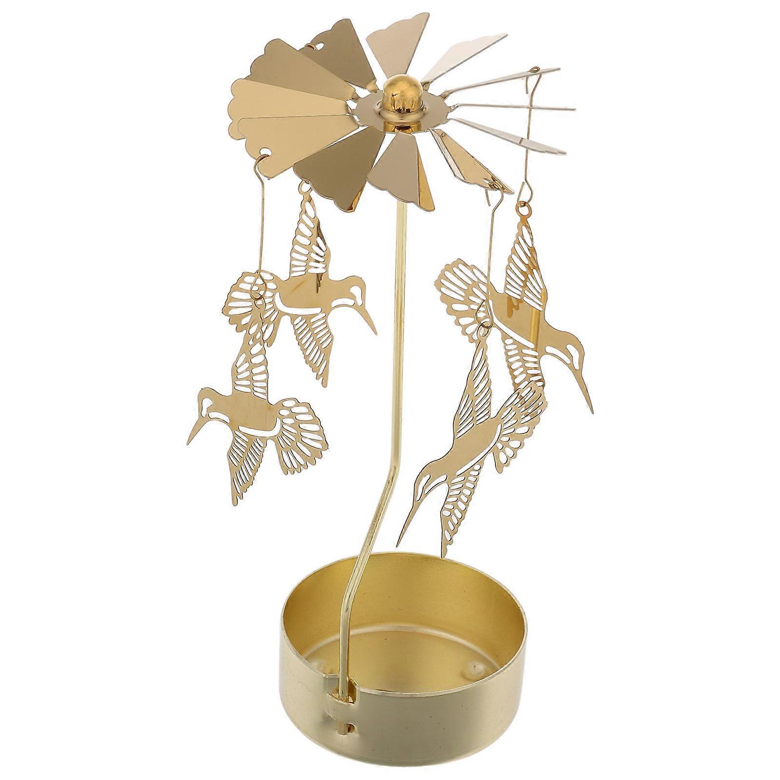 Hummingbird Tealight Candle Holder Retro Wind Activated Rotating Aromatherapy Decor Spinning Candle Burner for Home Ambiance