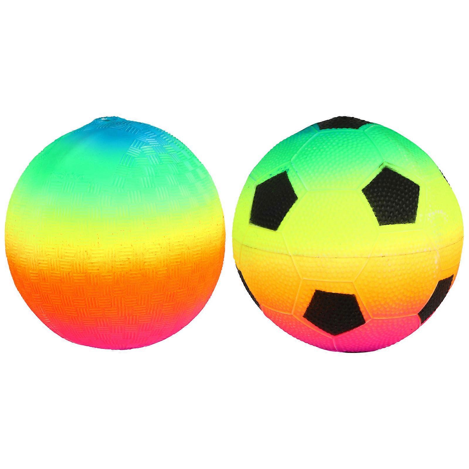 Kids Soccer Ball Inflatable Toy for Children Durable PVC Assorted Color Perfect for Outdoor Indoor Use 2 Pcs
