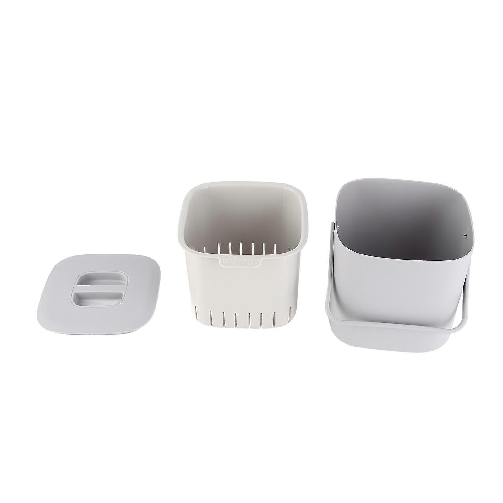 Desktop Trash Can Detachable Wet Dry Separation Portable Small Waste Bin with Handle Lid for Car Kitchen Bedroom