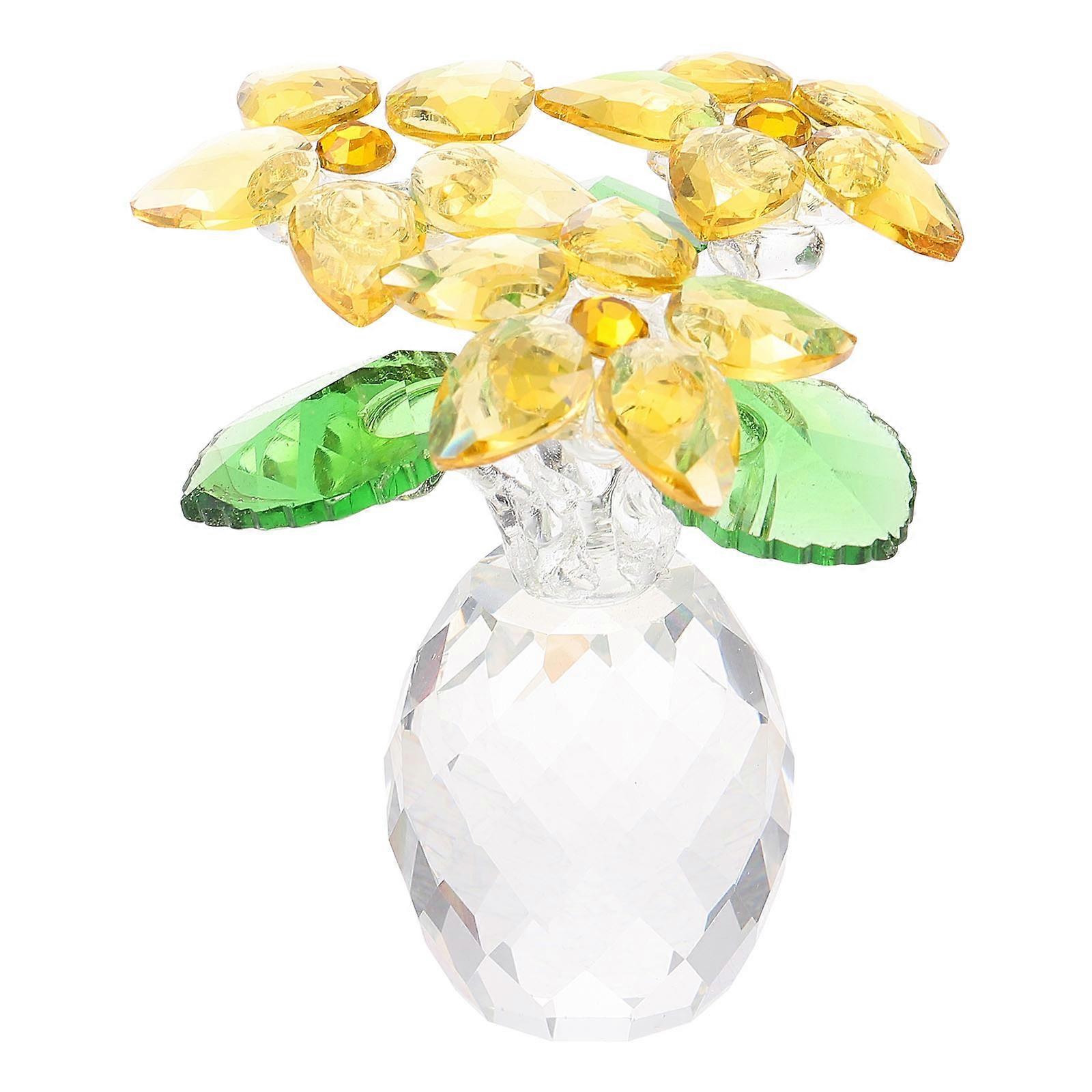 Table Ornament Crystal Desktop Vase Square Bottom Office Decor White Crystal 7x6.5cm 1Set