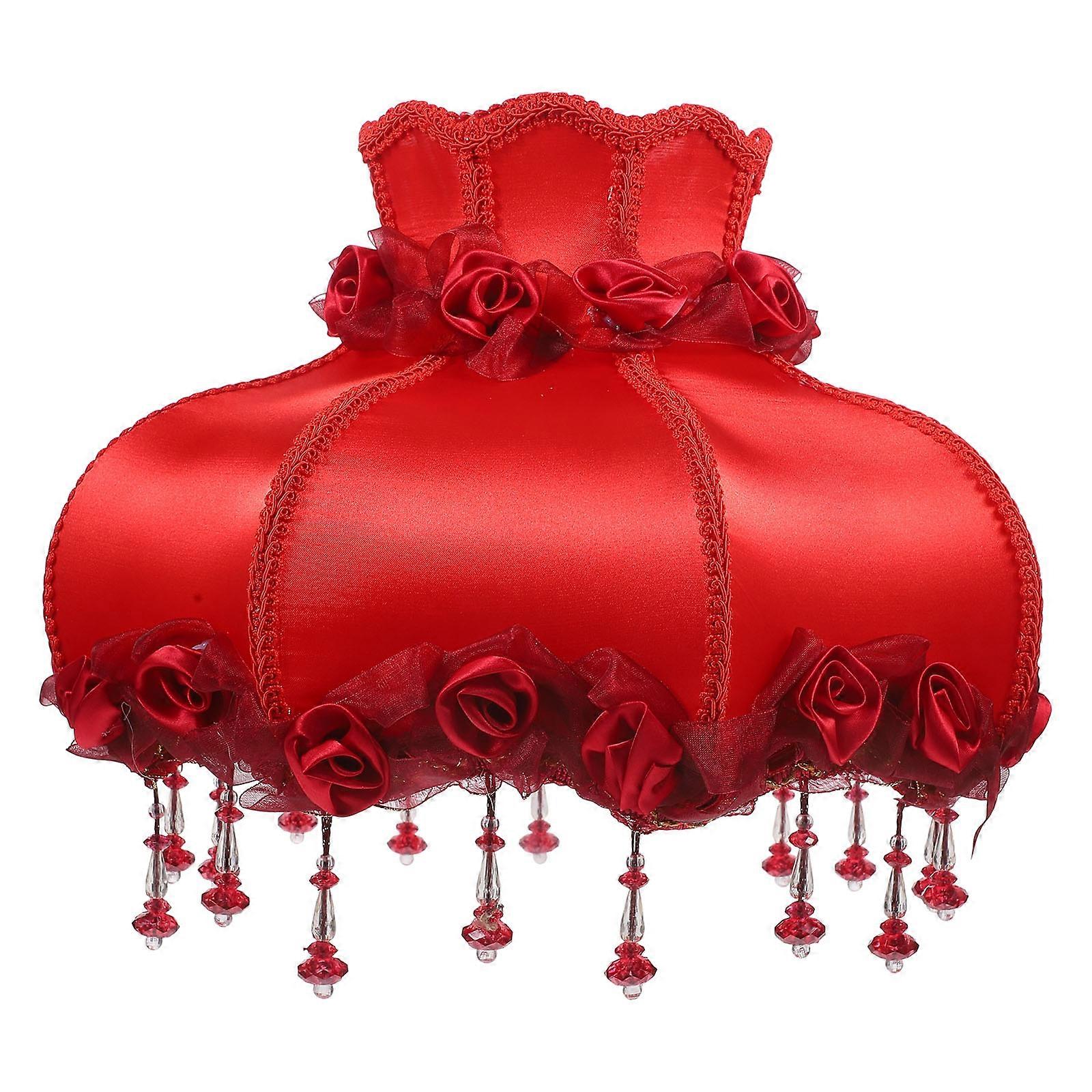 European Lampshade With Beads Fringe Fabric Decorative Diffuse Lighting For Wall Lamp 1Pcs