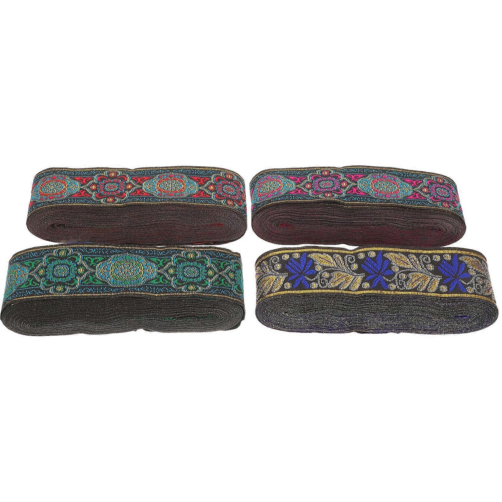 Embroidery Ribbons 4 Rolls Durable Bowknot Wrapping for Floral Decor, Home Crafts, and Clothing Accessories