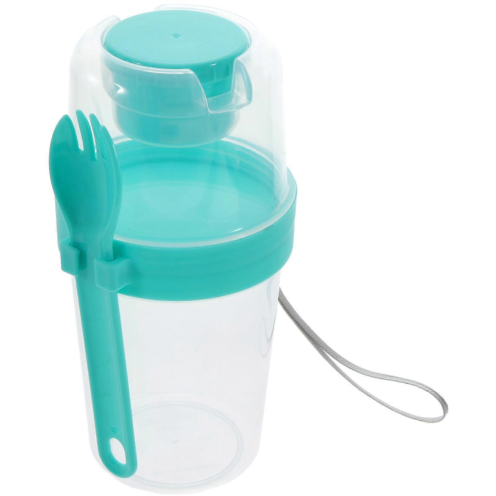 Overnight Oats Jar with Lids Portable Salad Cup Double Layers Separated Storage Housewarming 7.3×3.5×3.5in Green 1Set