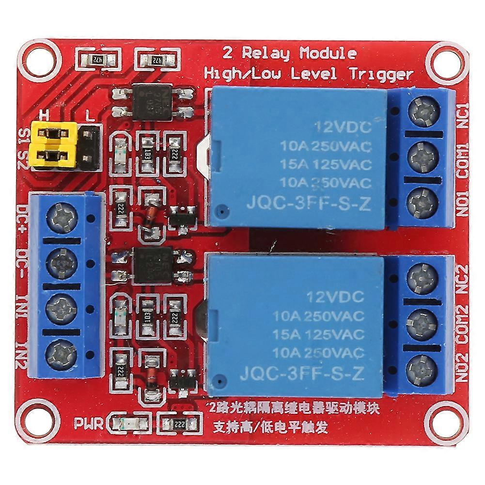 2 Channel Relay Module with Optocoupler Isolation High&Low Level Trigger Module(12V)