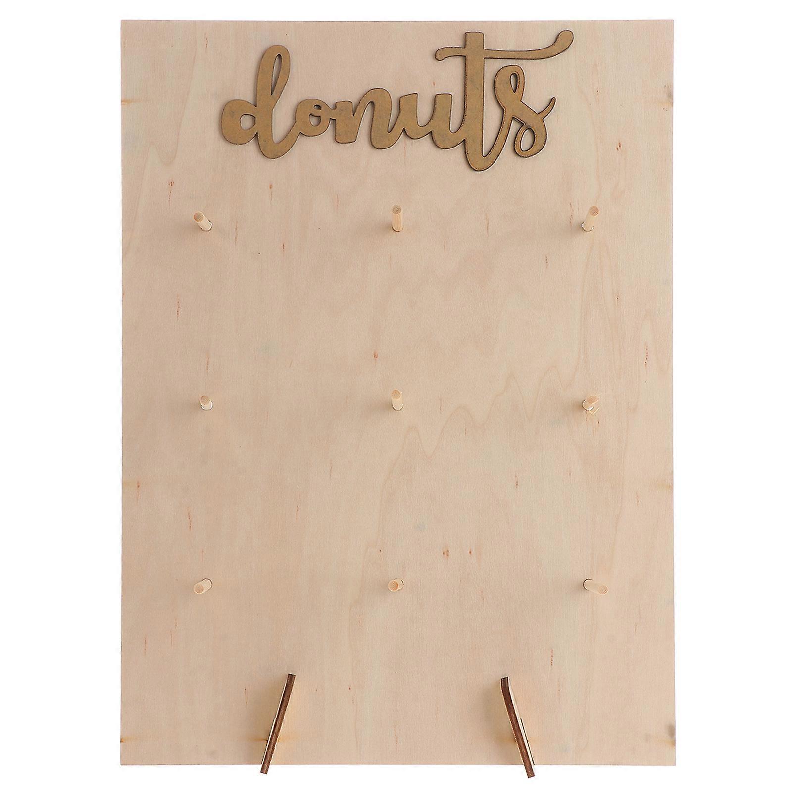 Donut Stand Wooden Display Frame Light Brown 26x12x35cm Holds Donuts 1Pack