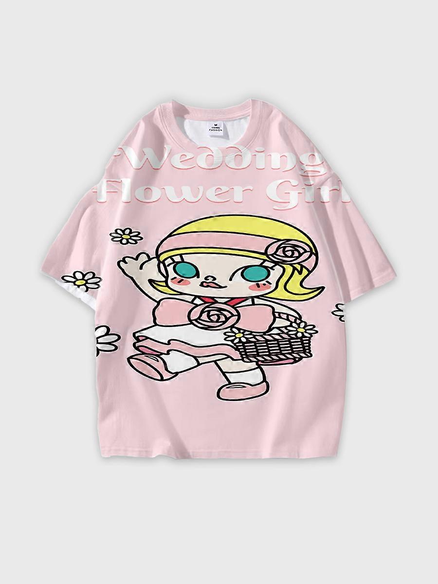 T-shirt round neck Pattern loose short sleeve JW113