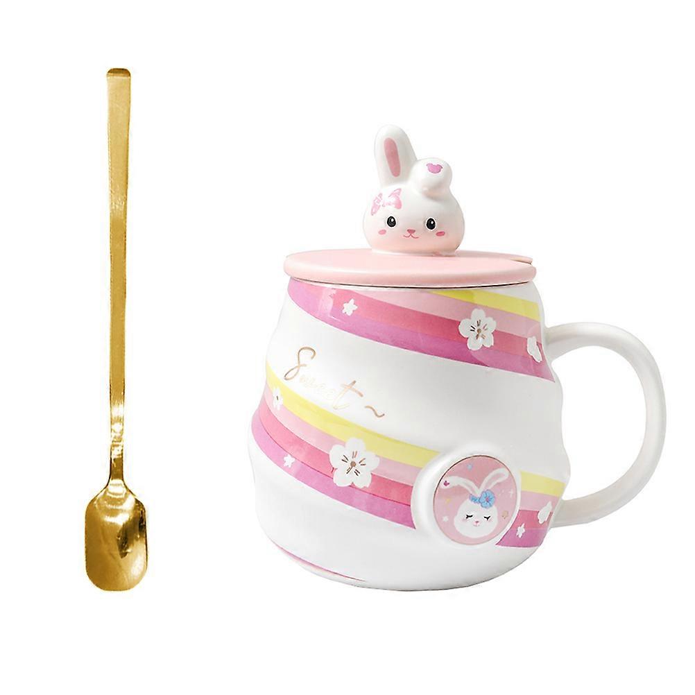 Leak-Proof Cute Cup Cartoon Rabbit Mug Home Use Multi Color 450ml Comfortable Holding 1 Set