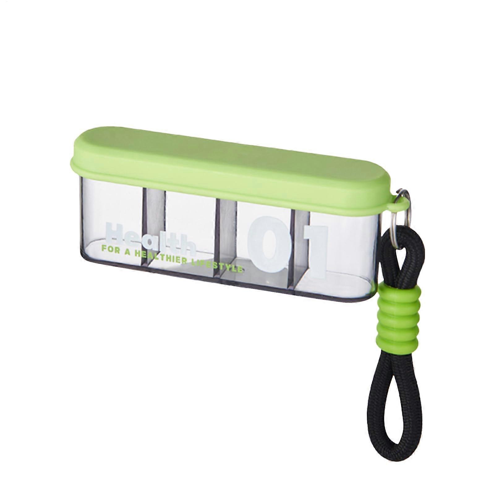 Pill box Medication box Multicompartment tablet container for daily use, travel, camping, green