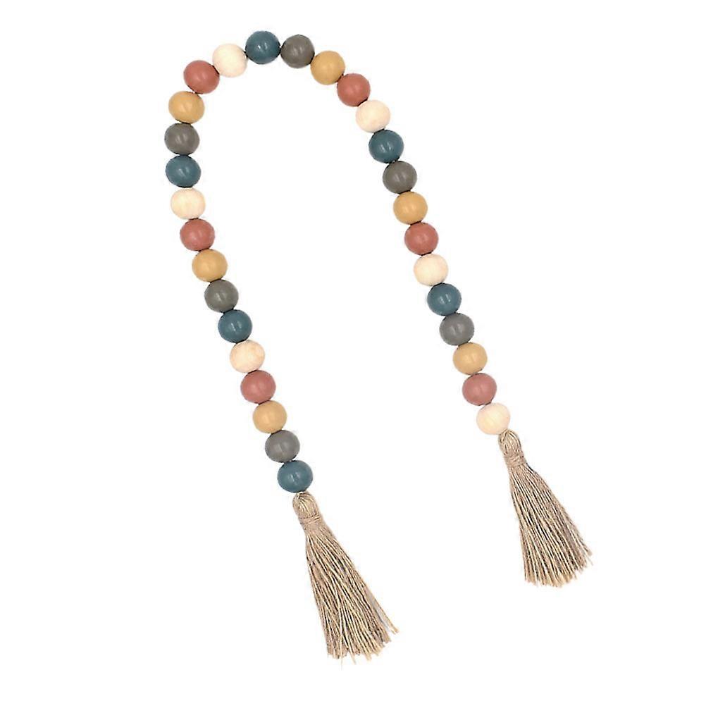 Hanging Decor Wall Decoration Tassel Pendant Multi 76x2cm Hemp Rope Wood 1Pc