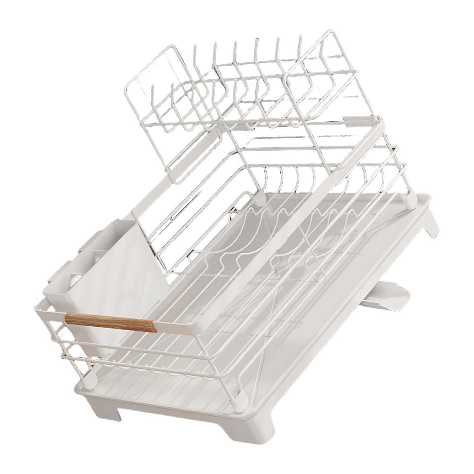 Rustproof Dish Rack For Utensils and Plates Drying Space Optimization Solution Easy Assembly Plates Bowls Organizer  White