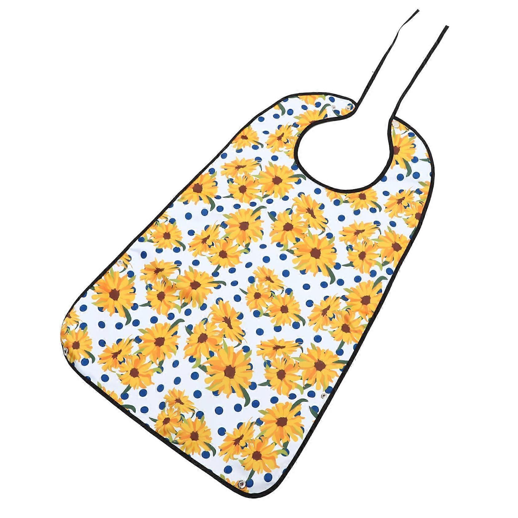 Waterproof Bib For Seniors Adults Floral Pattern Polyester Fiber