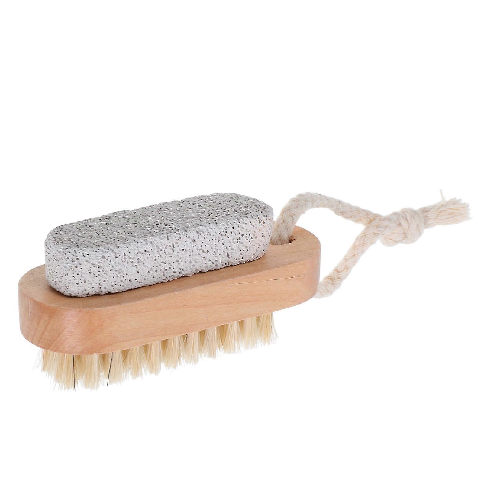 Bimsstein Duschbürste Fußpeelingbürste Holz Beige Fußschrubbermatte Fußreiniger für Dusche und Bad Pflege