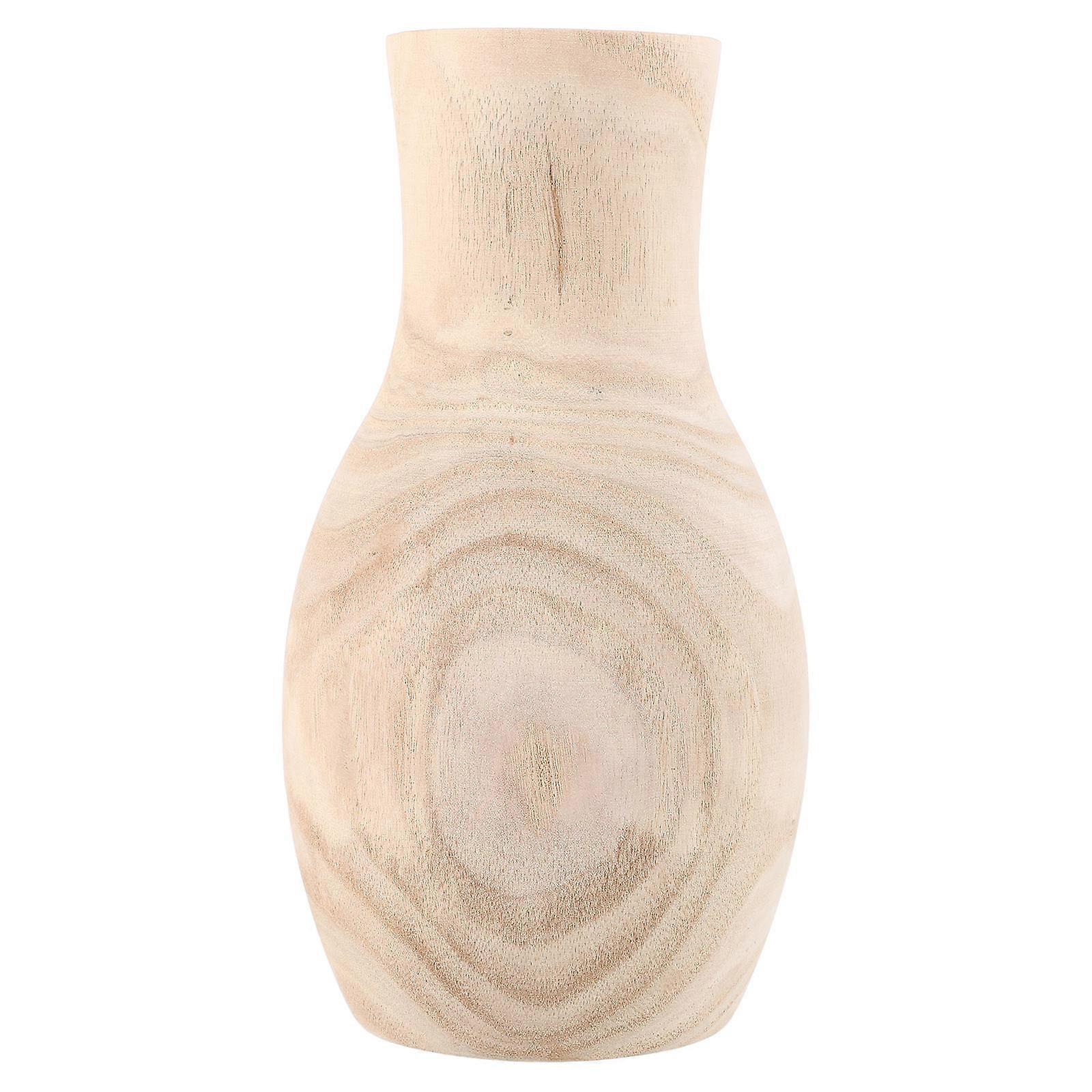 Small Rustic Wooden Vase for Dried Flowers Beige Color Safe and Lightweights 4.7 Inches