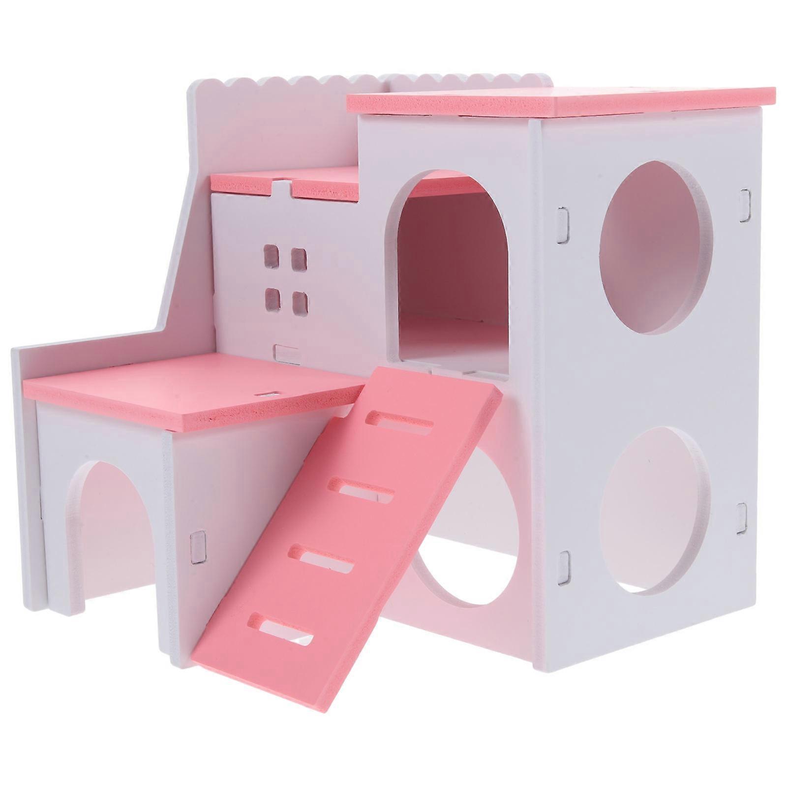 Pink Small Pet Villa Nest for Hamsters Guinea Squirrels Made of Plastic Provides Comfortable