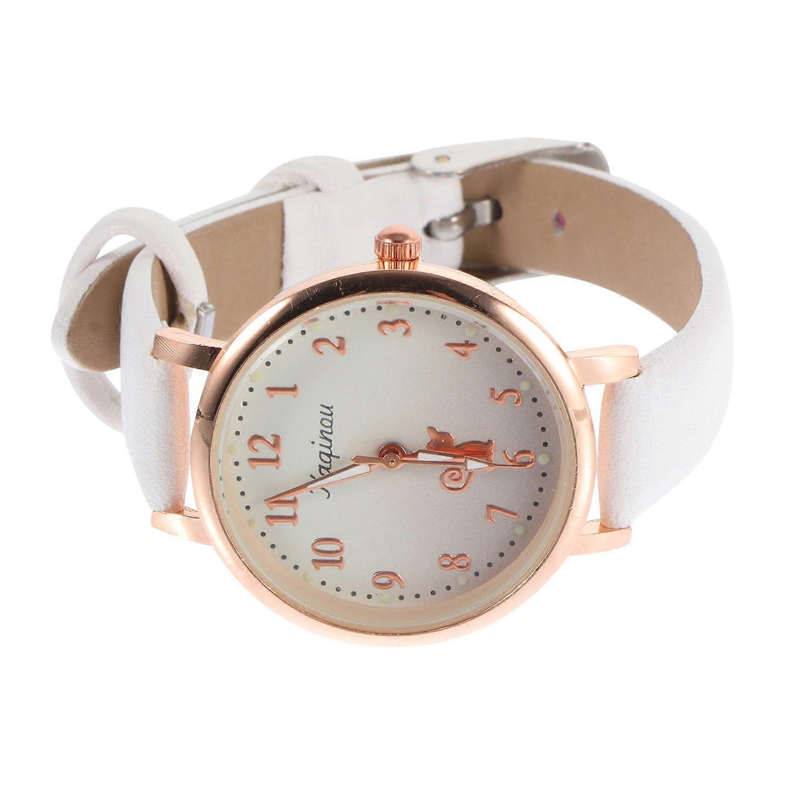 Girls Wrist Watch Luminous Pointers Drop-Proof Round Style School Color Pu Material 1Pack