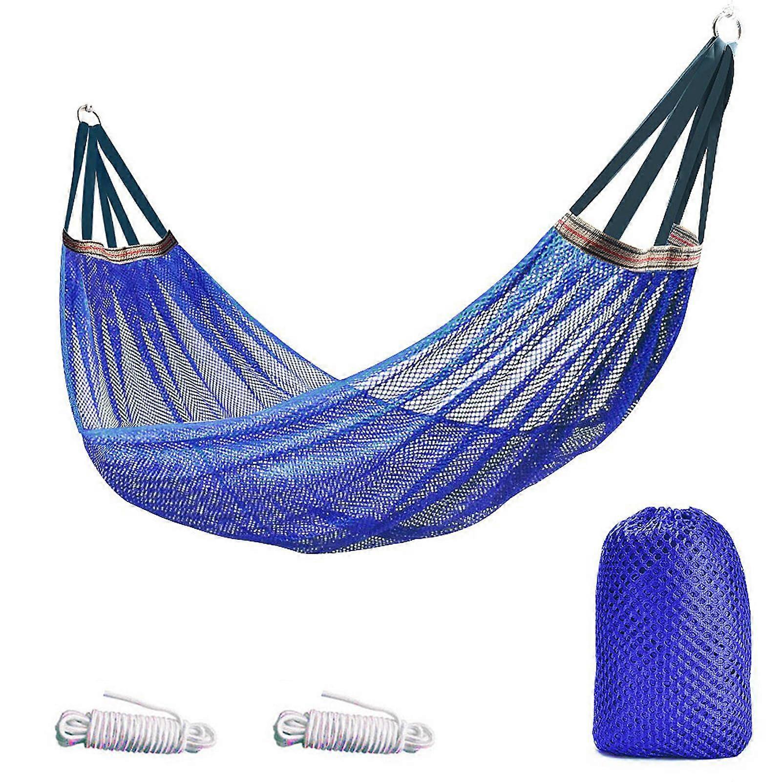 Camping Hammock, Durable, Portable, Breathable, AntiRollover Net Hammock, Hammock for Camping, Portable Polyester Hammock, Blue
