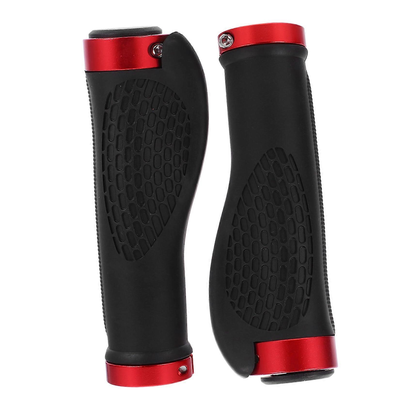 Ergonomic Bicycle Handlebar Grips Red Non-Slip Covers for Mountain Bikes with Shock Absorption and Sweat Resistance