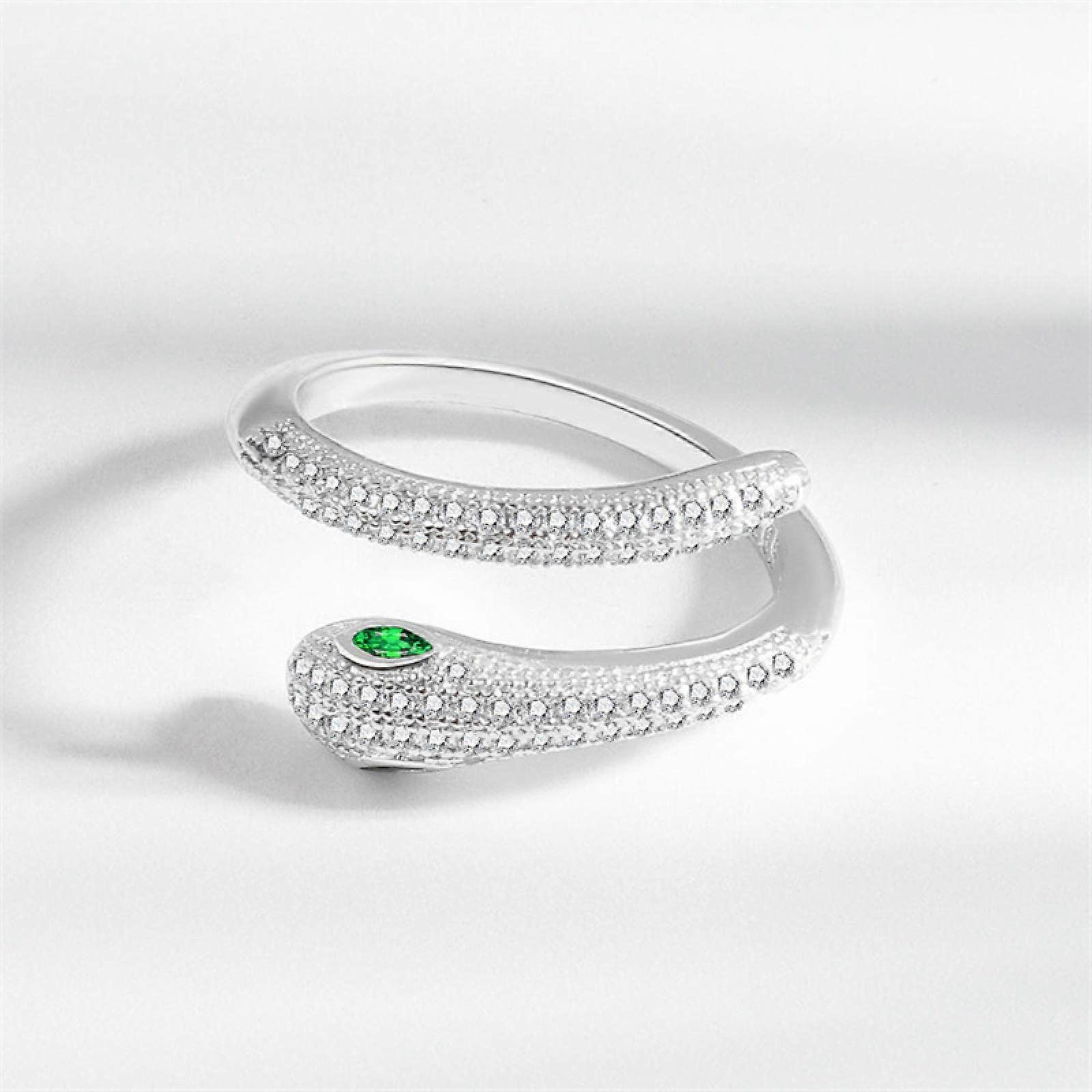 Women's Ring Bijouterie Wedding Zircon Snake Ring Trendy Simple Silver Resizable