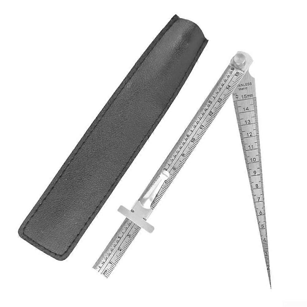 Portable, adjustable wedge cone ruler for precise measurement of depths and gaps in various settings.