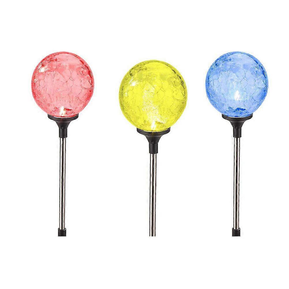 Solar Powered Glass Ball Ground Plug Light, Color Changing LED Lawn Lamp for Garden, Weather Resistant Landscape Stake Light for Outdoor Patio and