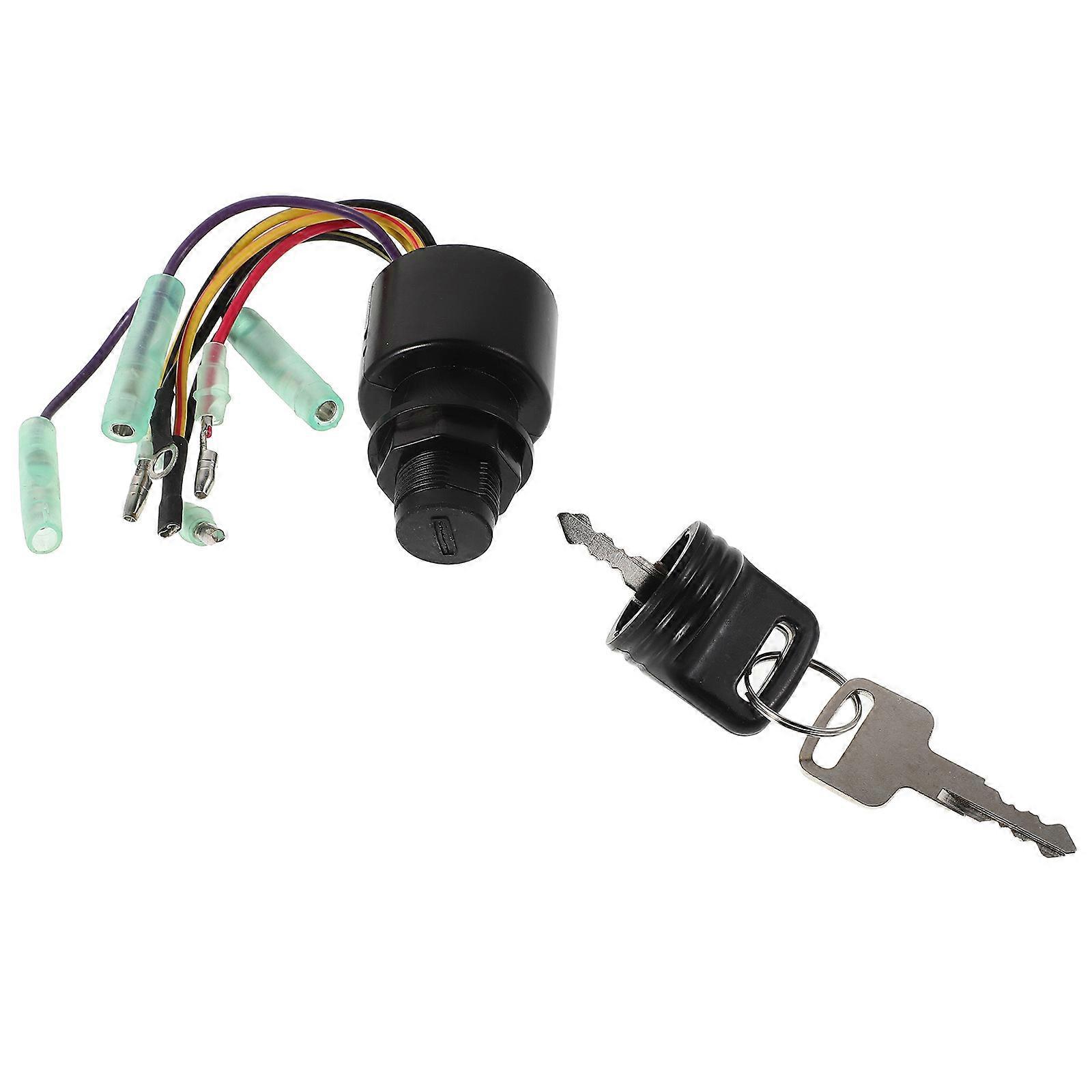 Ignition Switch with Key for Outboard Motors Made of Polyester and Brass Durable Easy to Install
