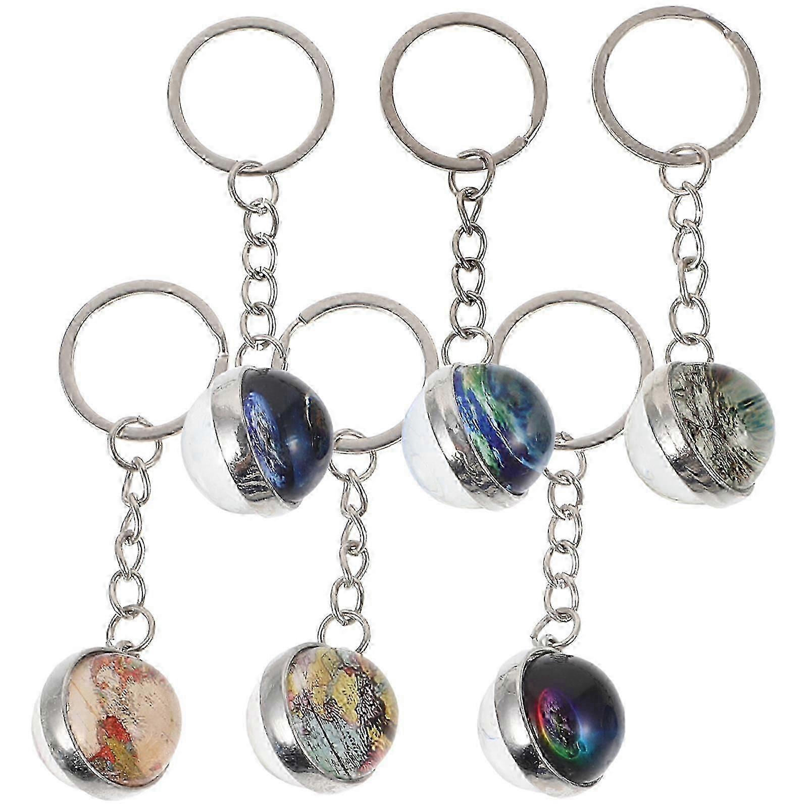 6pcs Small Globe Key Chains Globe Pendant Key Rings Bag Hanging Decoration