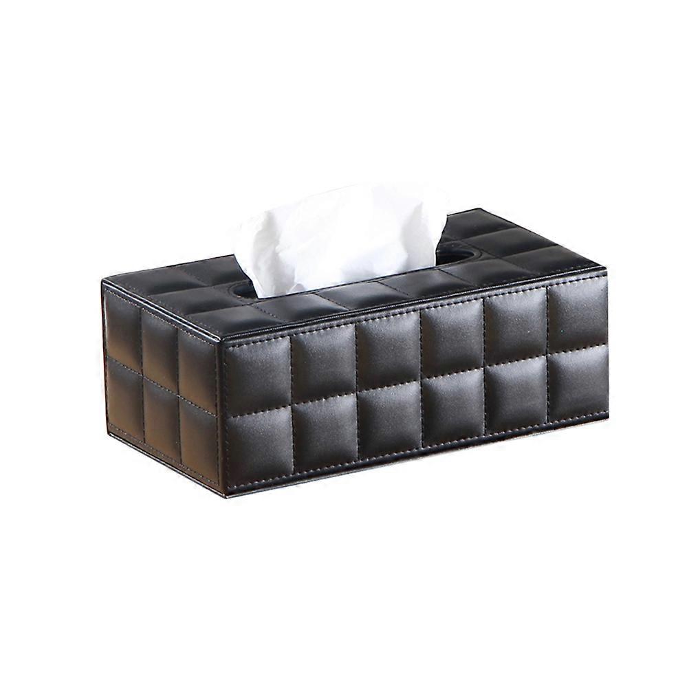 Napkin Tissue Box Holder Tissue Organizer Home Automotive Use Black Pu Leather Rectangular Desktop Tissue Storage 1Set