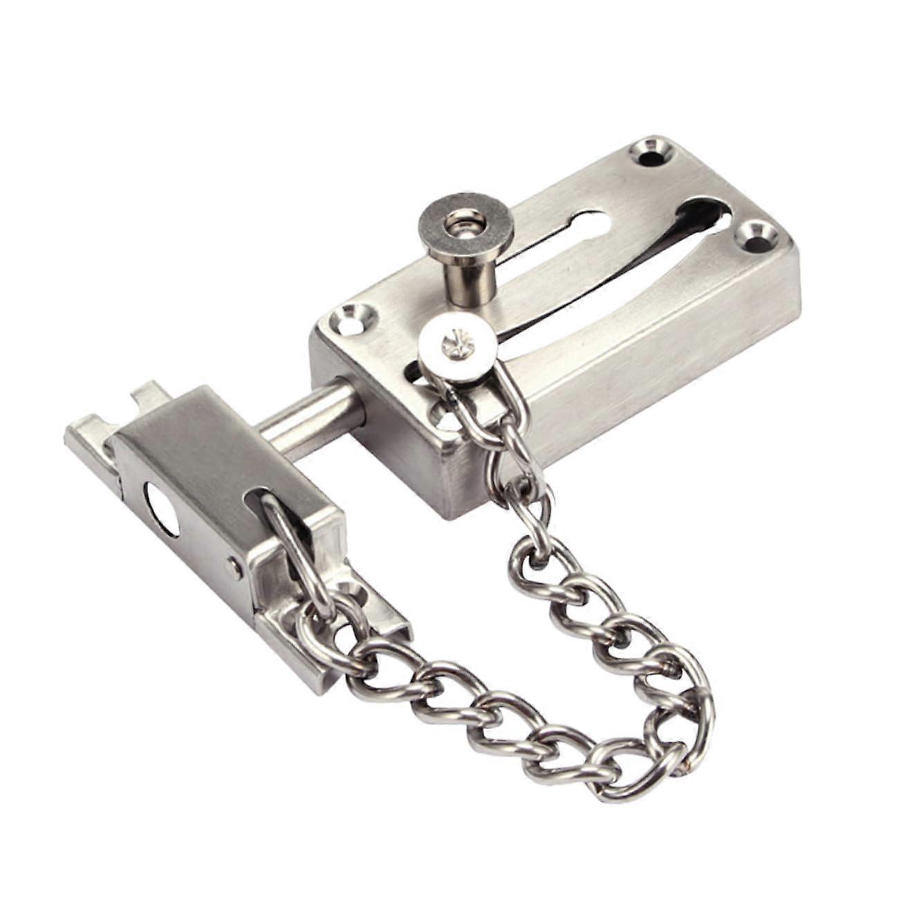 Theftproof door chain lock, practical security chain for hotels, robust door protection.