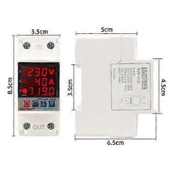 63A Adjust Voltage Relay Over and Undervoltage Protector Overcurrent Limiting Wattmeter KWH Energy Meter