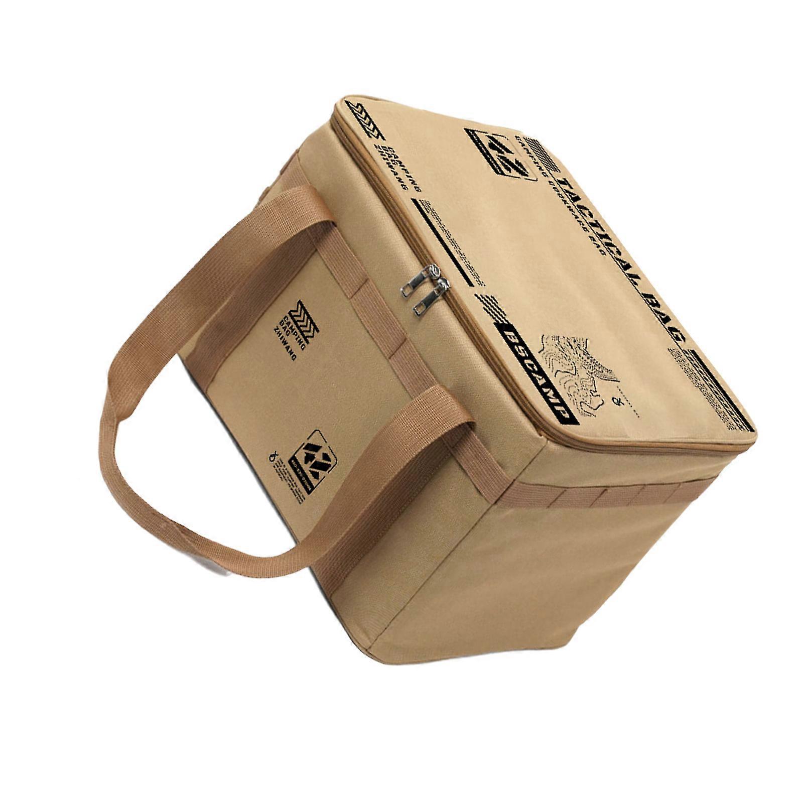 Folding Food Container Round Picnics Storage Pouches Outdoor Dining Gears Bag for Picnics Essential  Khaki