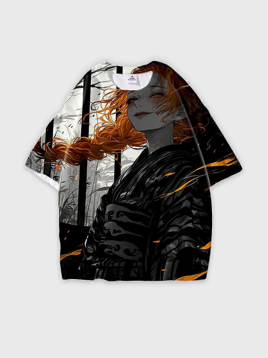 T-shirt round neck Character Pattern loose short sleeve P82