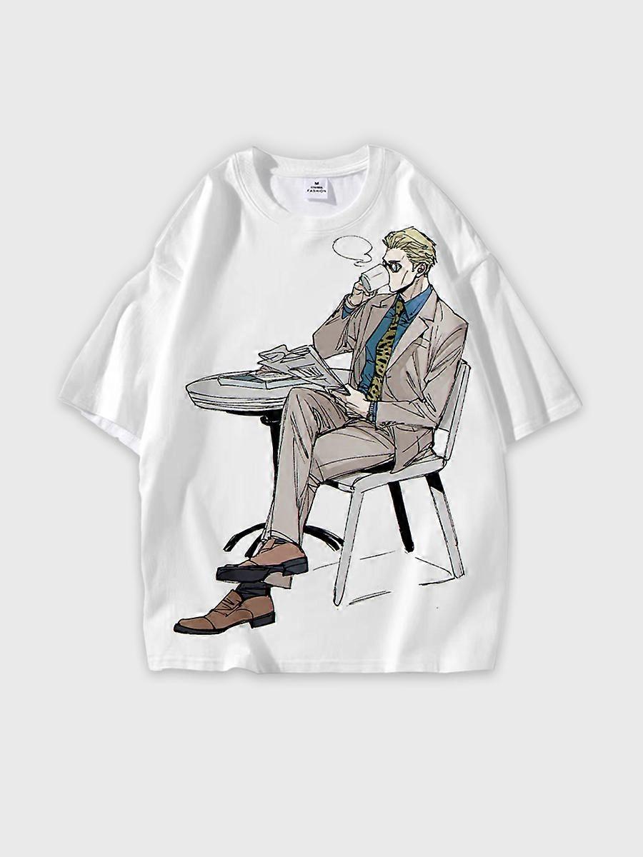 T-shirt round neck Character Pattern loose short sleeve P2199