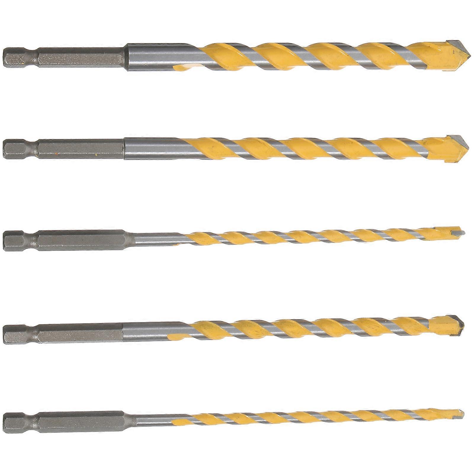 Square Drill Bit Set 1 Set For Construction Professionals 6.3X0.5X0.5In Yellow Multi-material Drilling 5Pcs