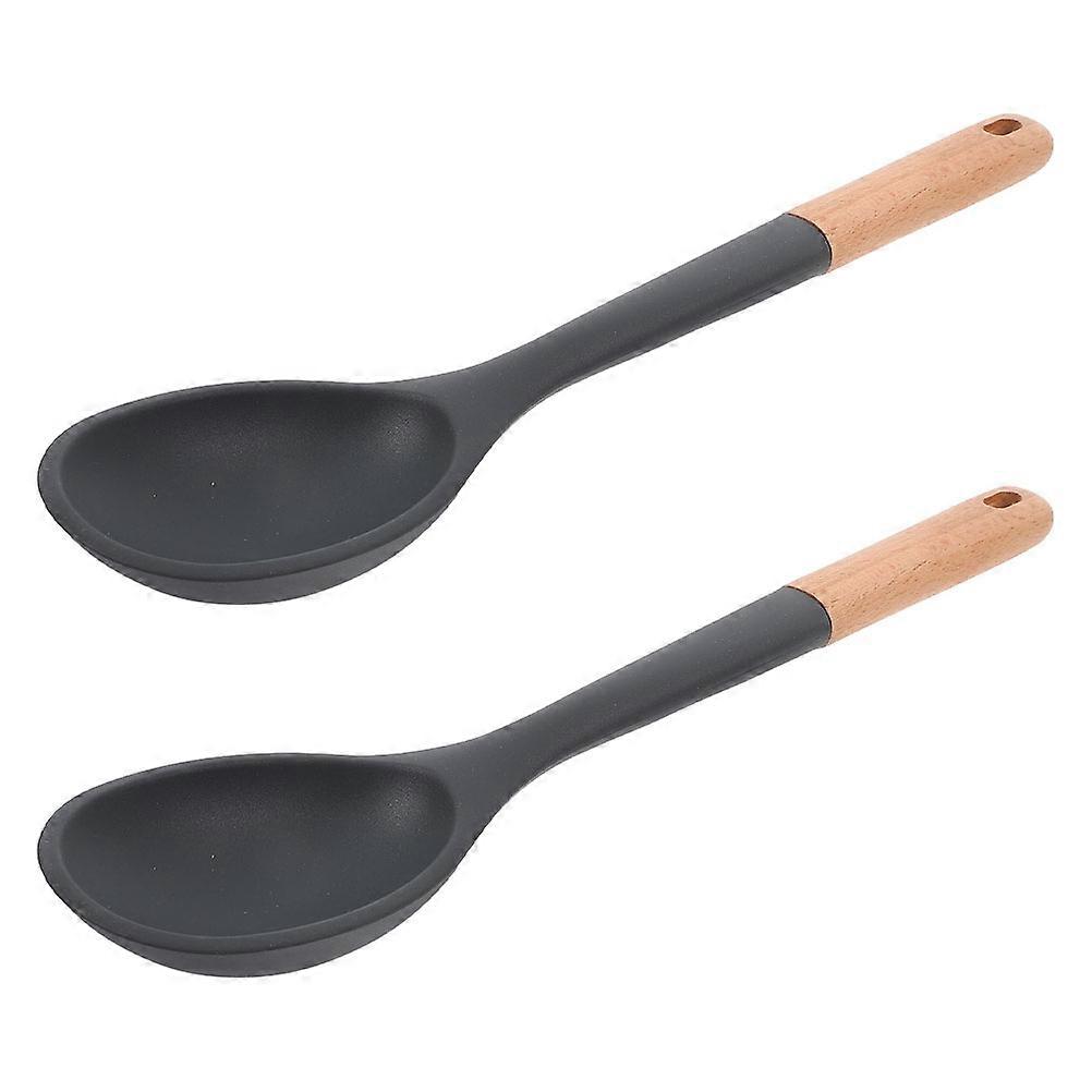 2pcs Multifunctional Spatula Spoon for Cooking and Serving Heat Resistant Silicone Kitchen Tool for Basting Mixing