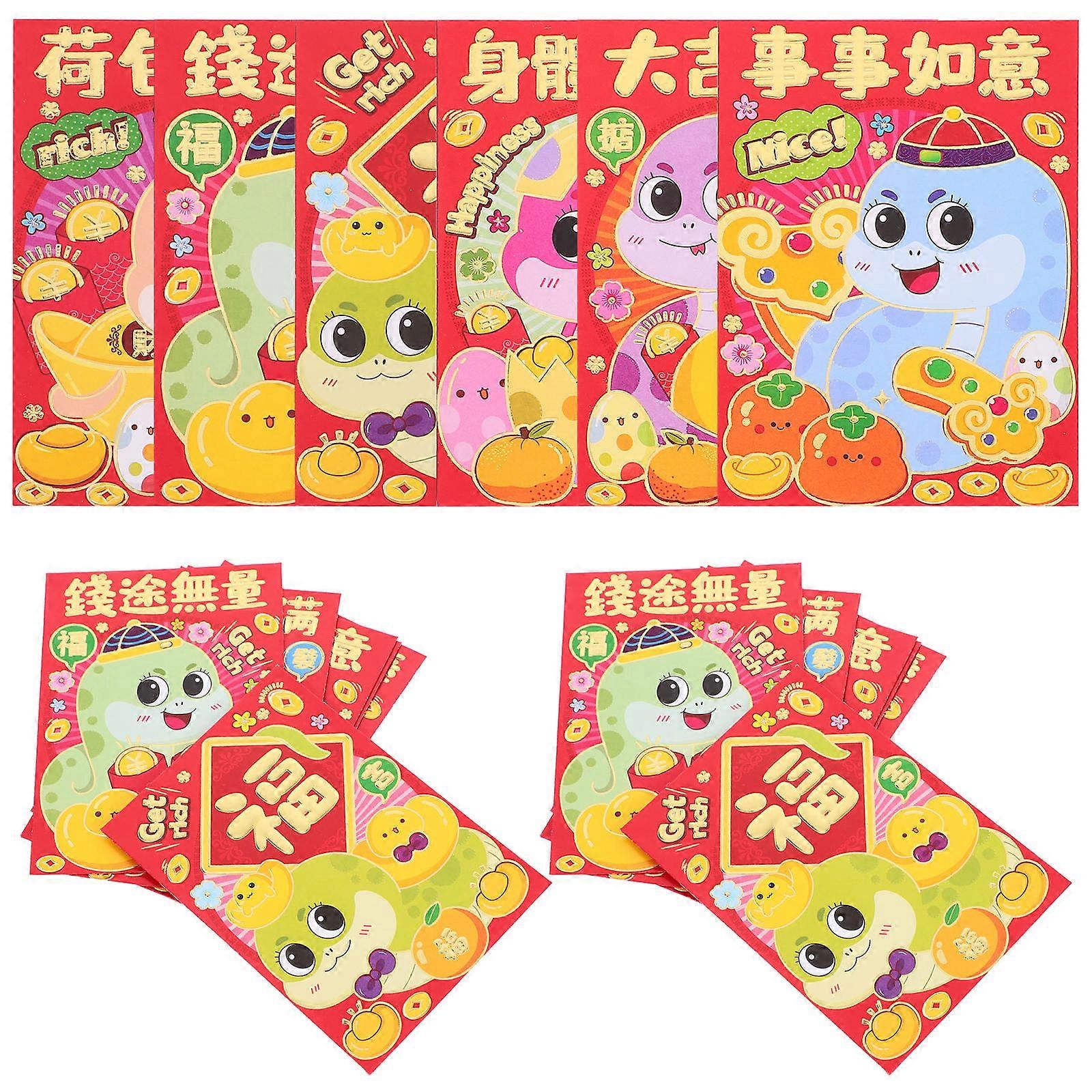 Spring Festival Red Packets Versatile Design For Gift Giving Occasions Paper Material Rectangular Shape 36Pcs