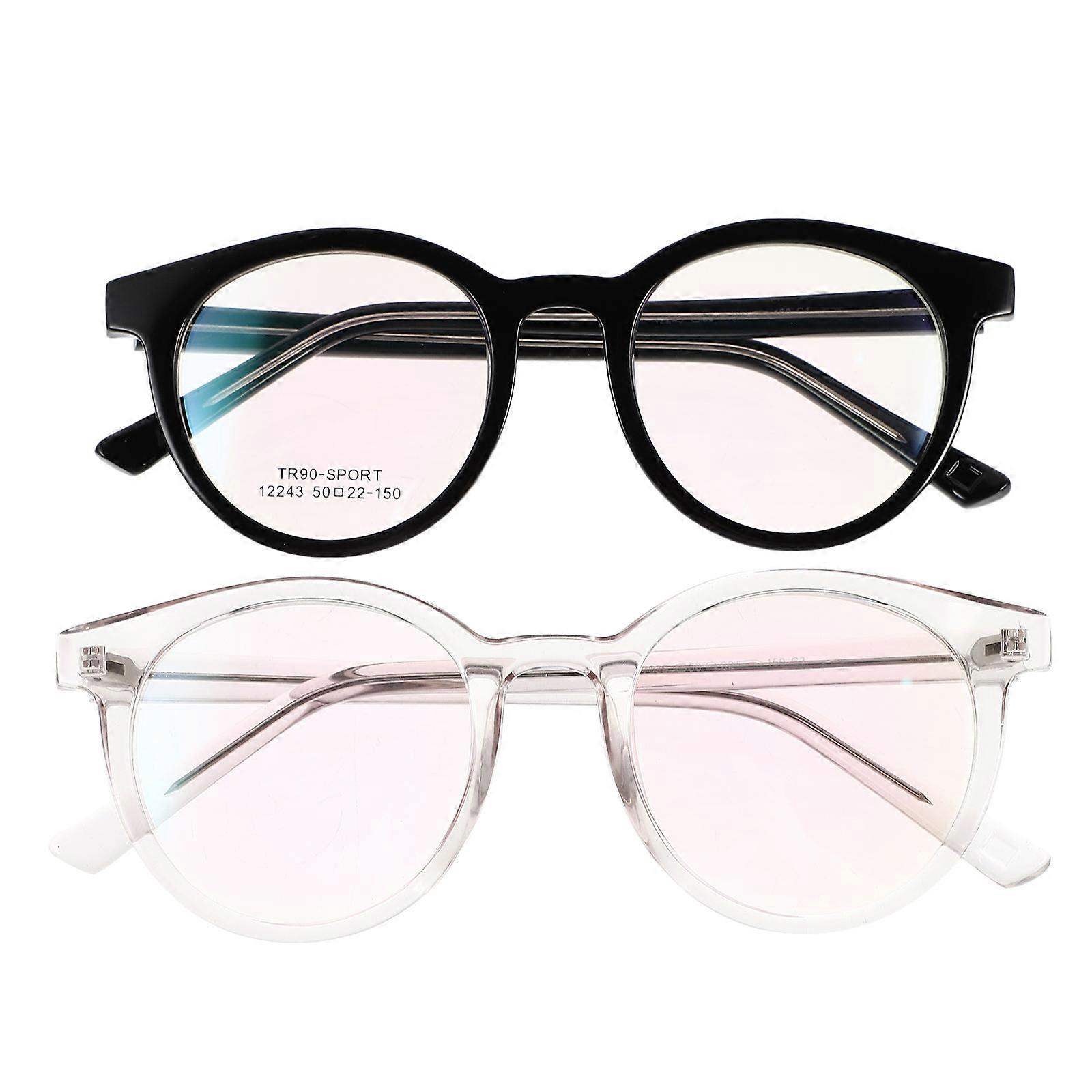 Günlük Kullanım İçin Büyük Boy Yuvarlak Gözlük Aile ve Arkadaşlar İçin Şık Bir Seçim 2'li Siyah Set