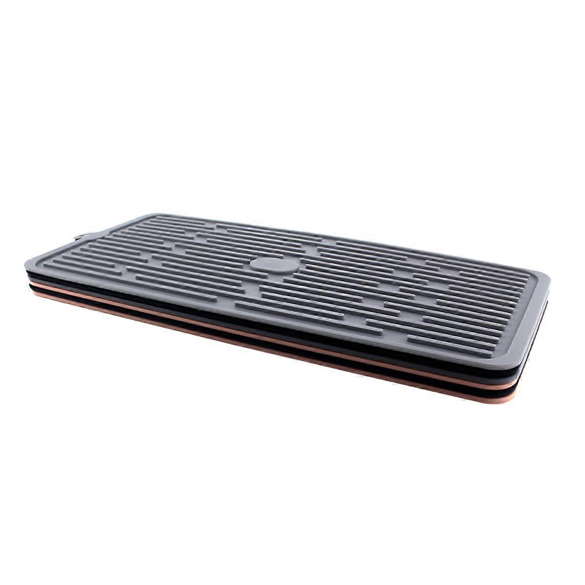 Silicone Drain Tray with Deep Grooves for Water Draining in Kitchen or Bar Black