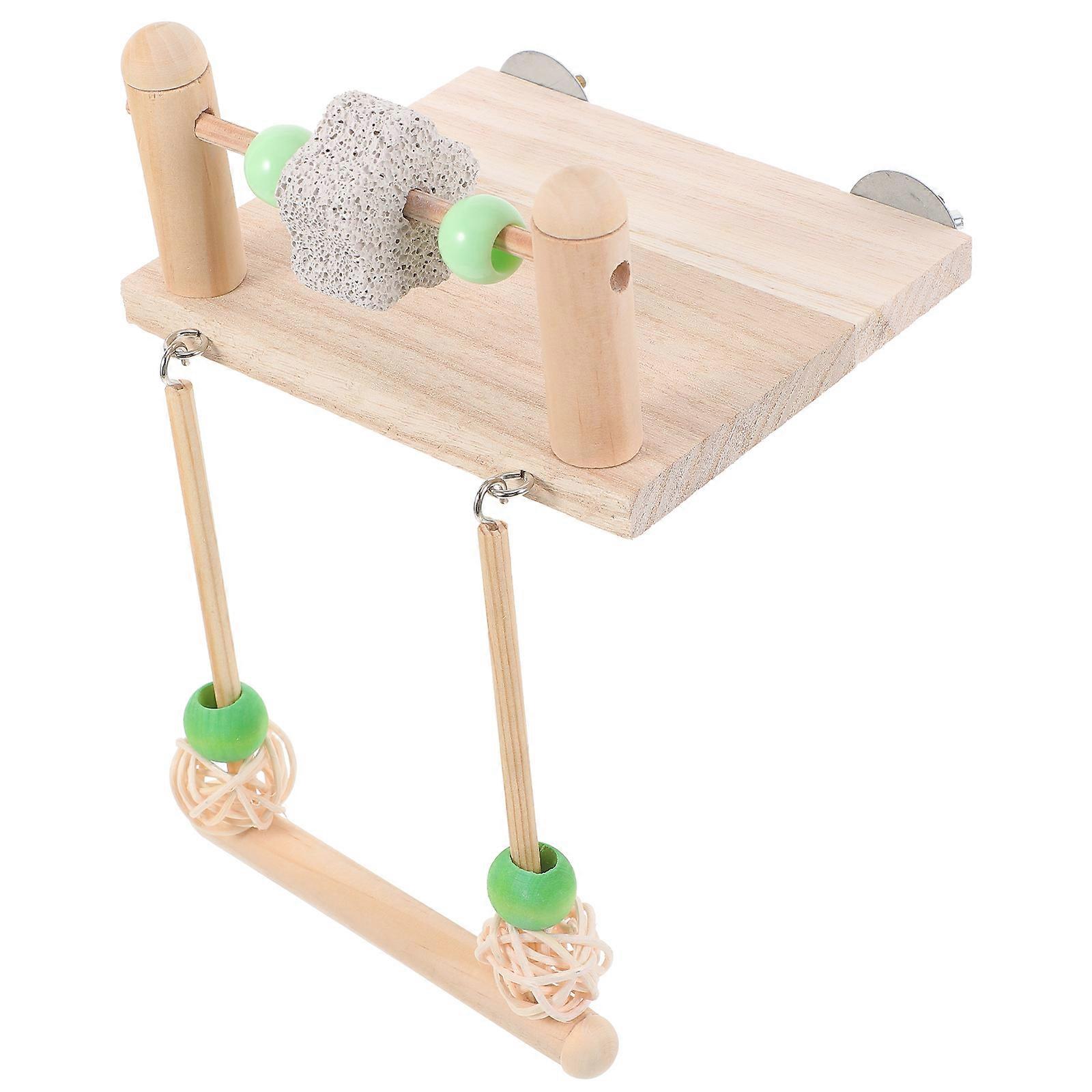 Unique Shape Wood Bird Swing for Parrot Cage Accessories Material Encouraging Exercises