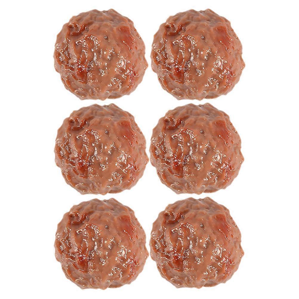 6PCS Artificial Beef Meatball Model Realistic PVC Simulation Food Prop for Kitchen Display, Photography, Preschool Teaching, and Decoration