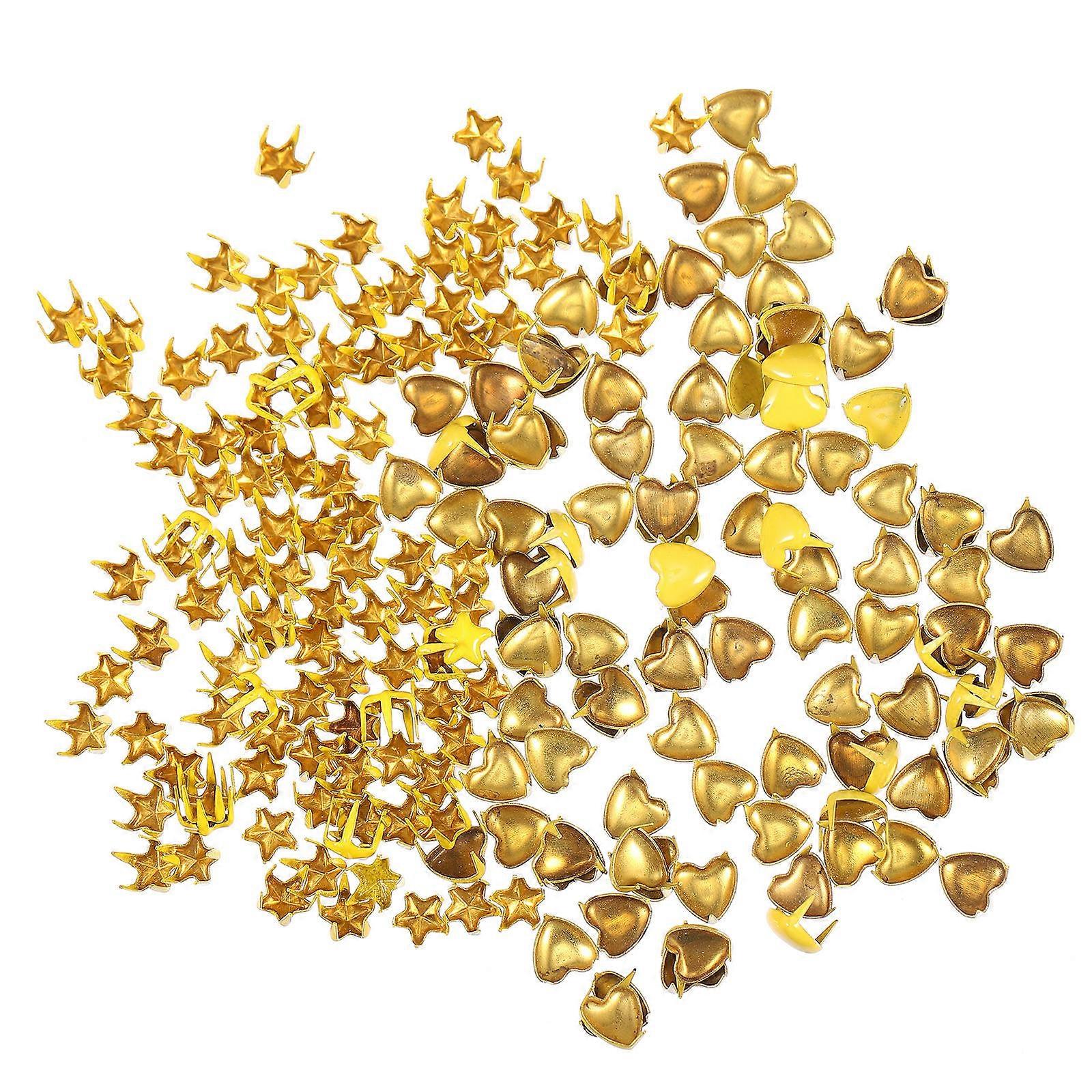 200Pcs Craft Metal Rivet DIY Doll Clothing Accessories Star Heart Shapes for Gift Making Craft Projects