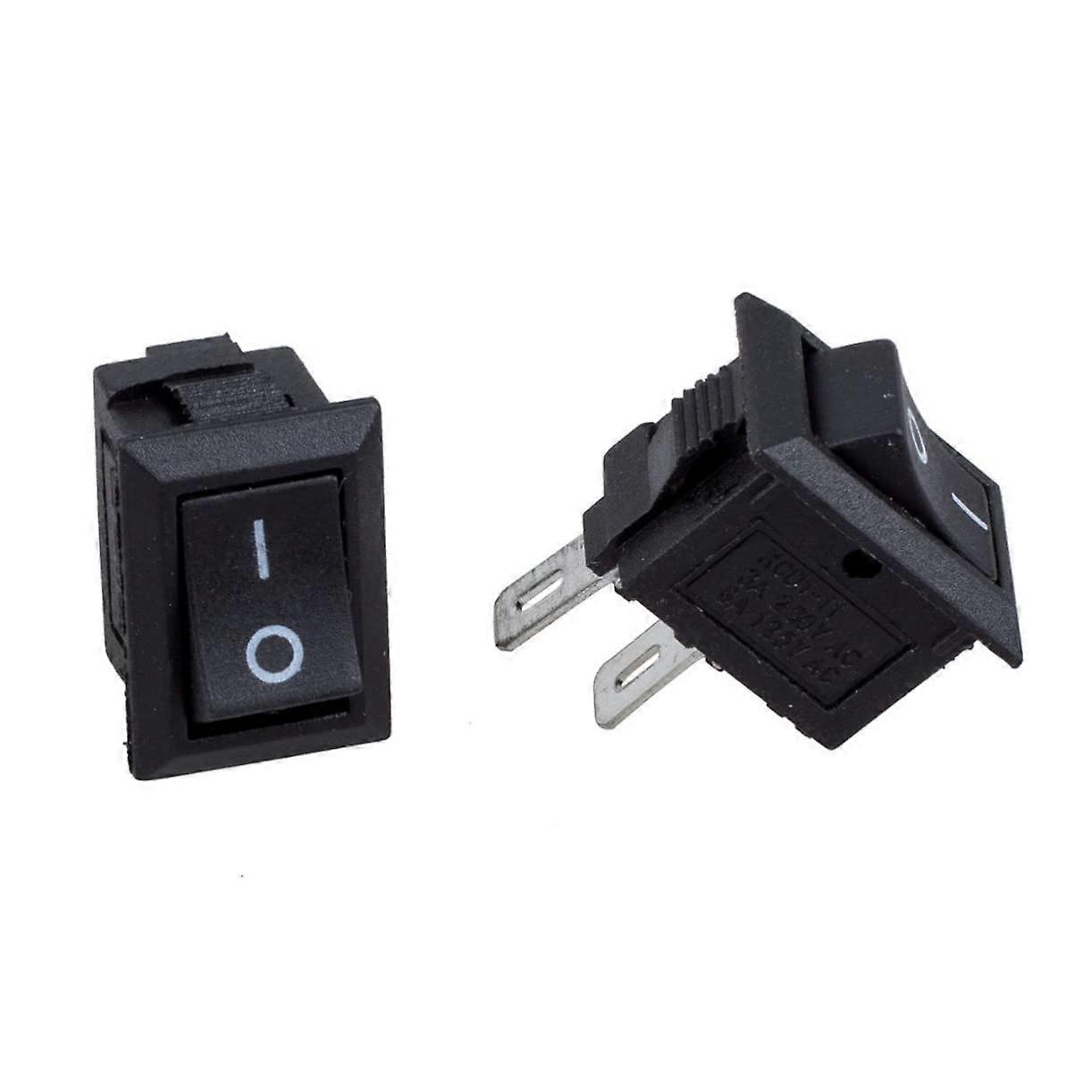 Set of 5 AC 250 V 3 A 2 Pin Boat Rocker Switch ON/OFF I/O Mini Boat Switch for Interior Lighting and Electrical Applications