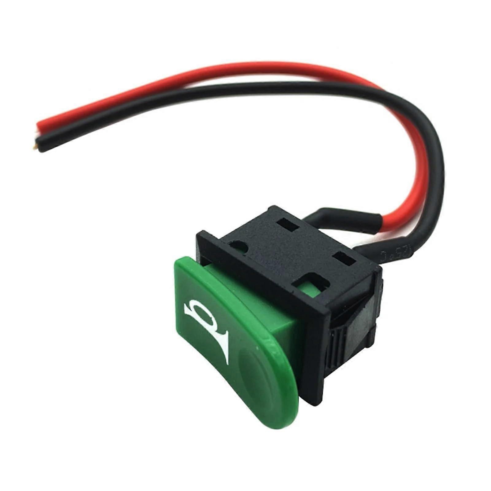 Off(ON) Momentary Car Horn Push Button Red/Green Car Modification Switch with 2 Wire Cable 10A125V/6A250VAC (Green Button) 220V Green Button