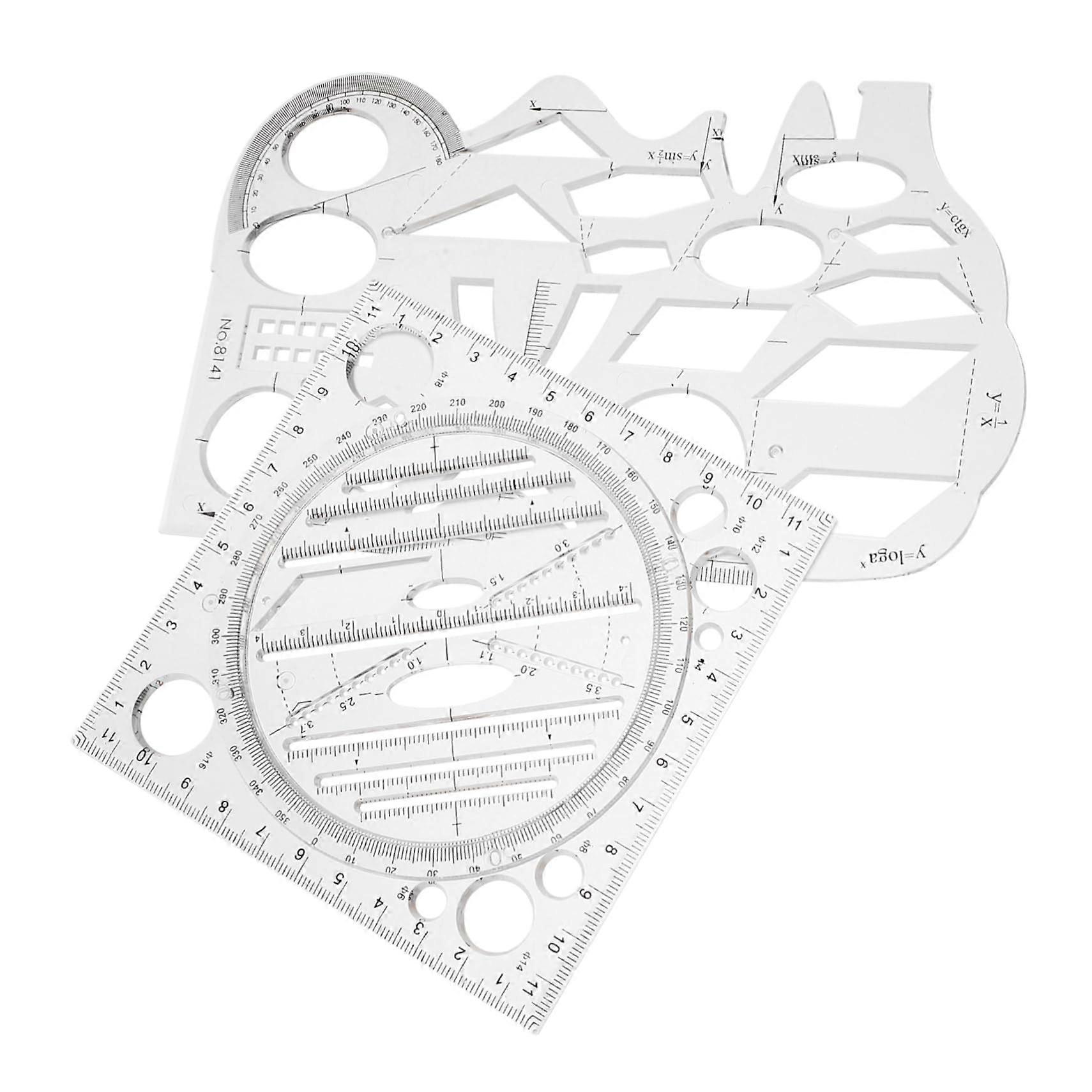 Geometric Drawing Ruler, Multifunctional Helix Circle Maker, Pack of 2, Geometry Drafting Tool