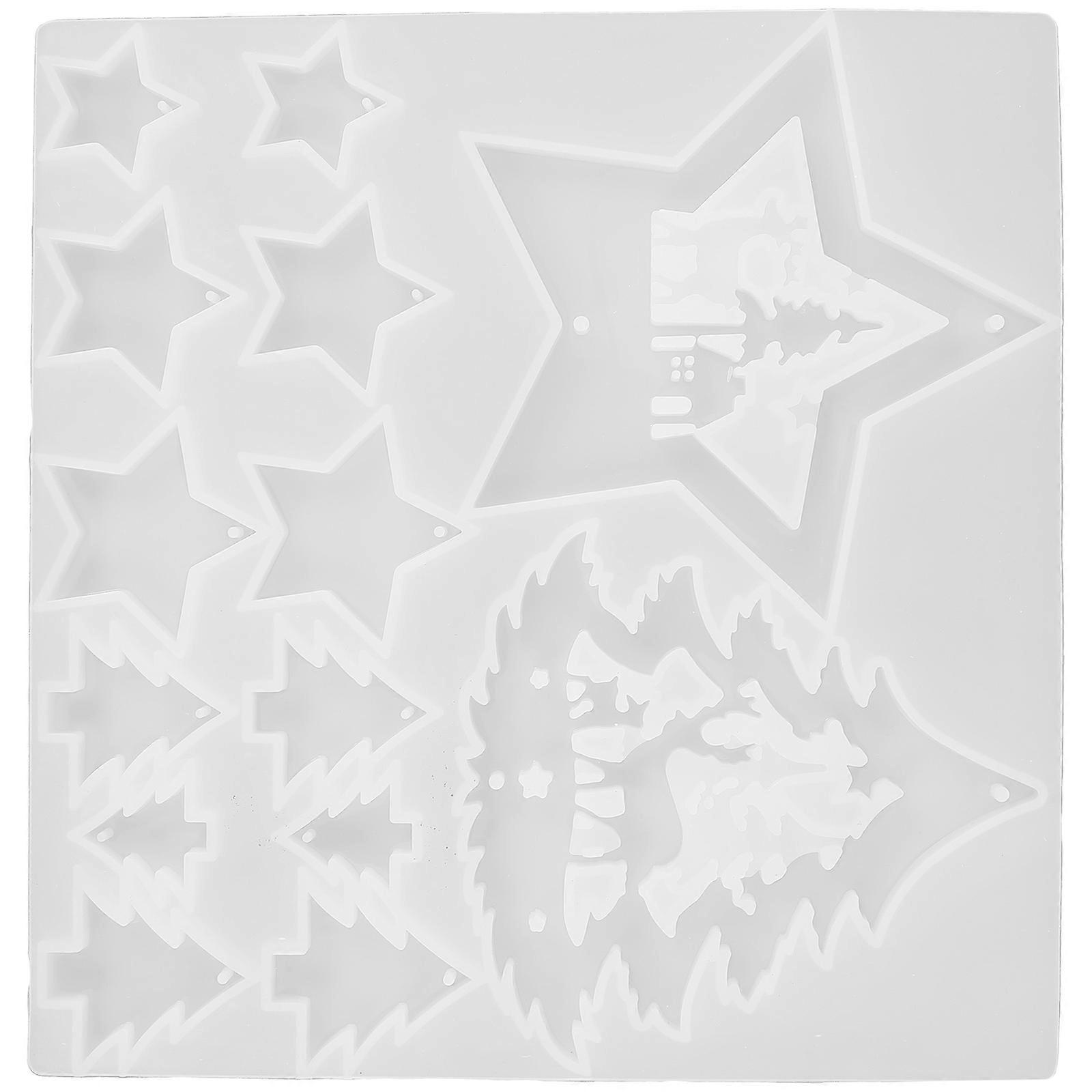 Flexible Silicone DIY Mold for Christmas Tree & Star Pendants – Reusable Epoxy Resin Casting Mold for Holiday Decor Crafts, Non Stick, Odorless, Easy