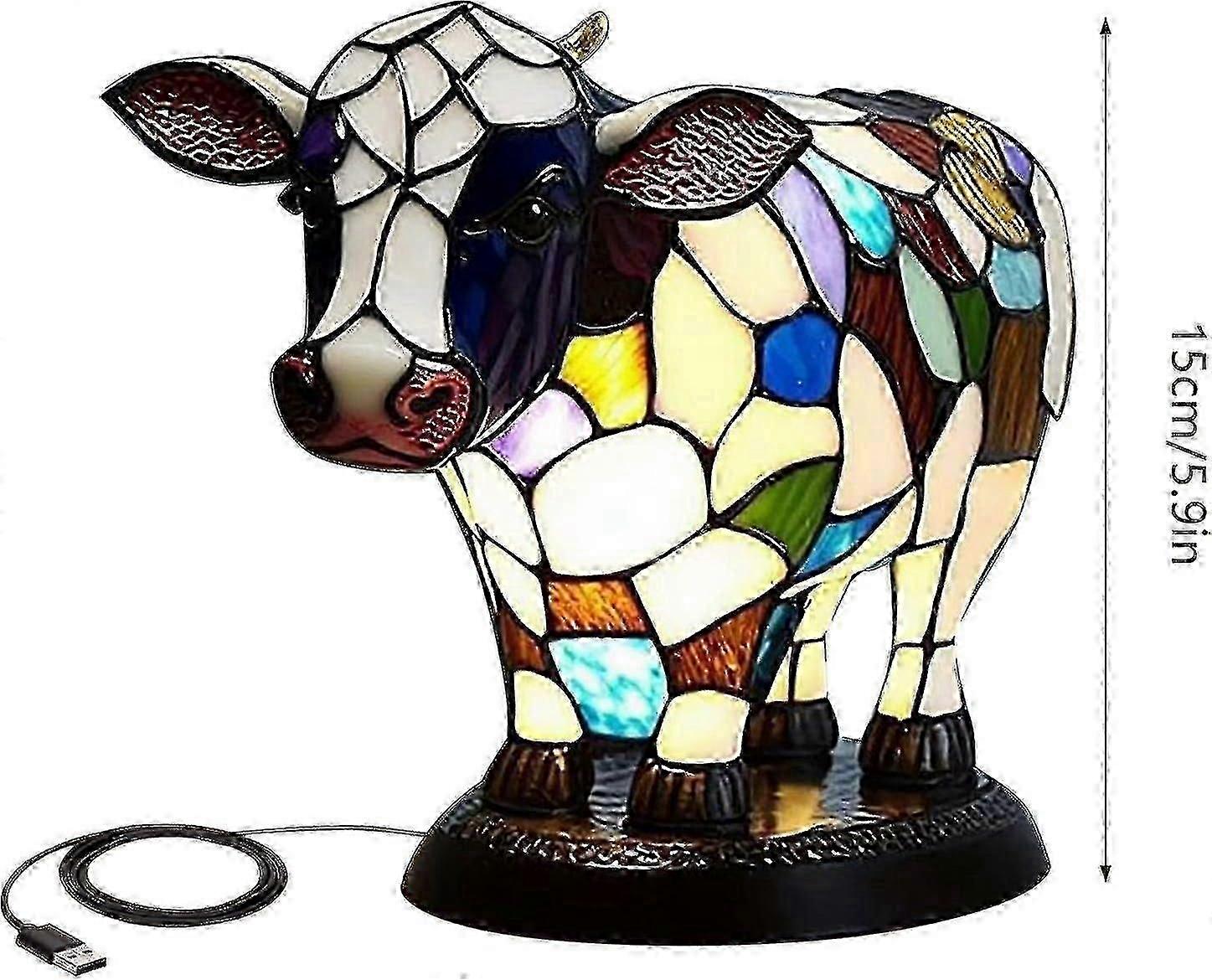 Animal Table Lamp, Animal Table Lamp Series, Retro Table Lamp, Cow Table Lamp, Bedside Table Lamp with USB A+C Ports, Gift for Girls Mom