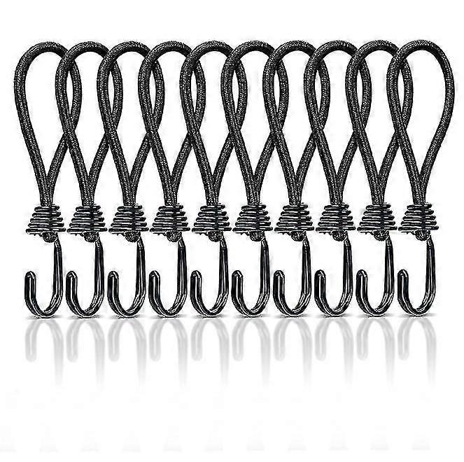 Pack Of 10 Short Bungee Cords With Hooks, 15 Cm Tarpaulin Tensioners With Snap Hook Sling, Extra Strong Rubber Ropes, Expander Hooks, Tension Belts Wi